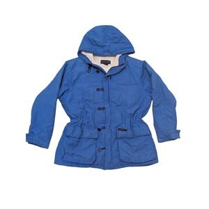 Ralph Lauren Blue Hooded Jacket Large Full Zip Button Up Coat 90s